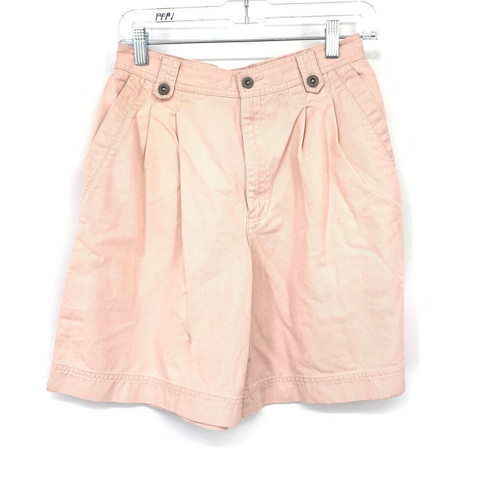 Lizport Pleated Chino Bermuda Shorts Womens Size 26" Light Pink Cotton